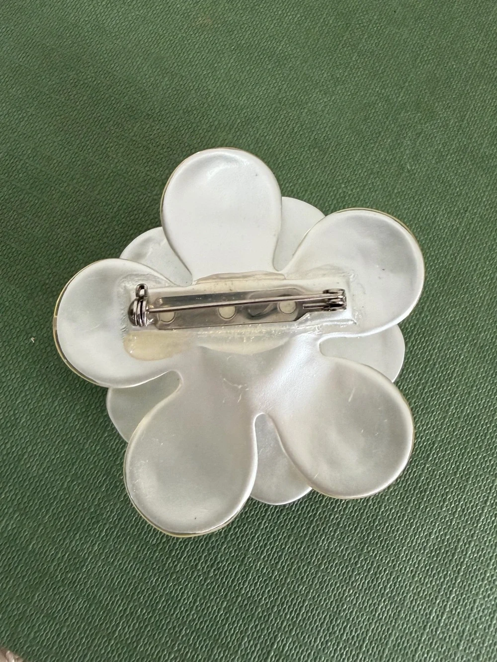 1980’s Chanel Style Ivory Flower Brooch with Crystal Accents